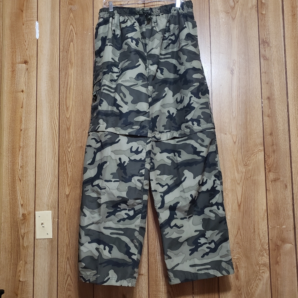 Men's Lg Pants Camouflage Convertible To Shorts Cargo Pockets Athletic Works
